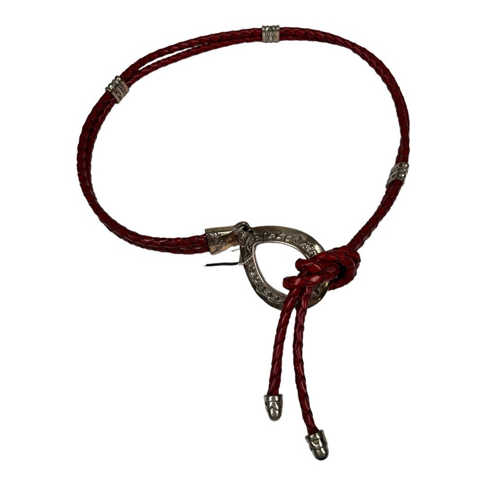 Vintage Red and Silver Women's leather braided western Belt